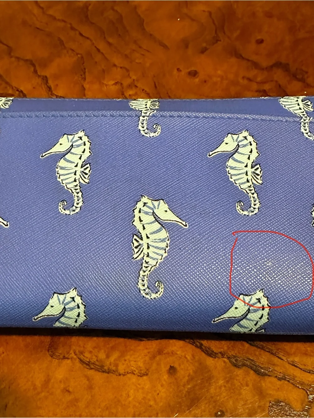 Kate Spade Blue Seahorse Print Wallet
